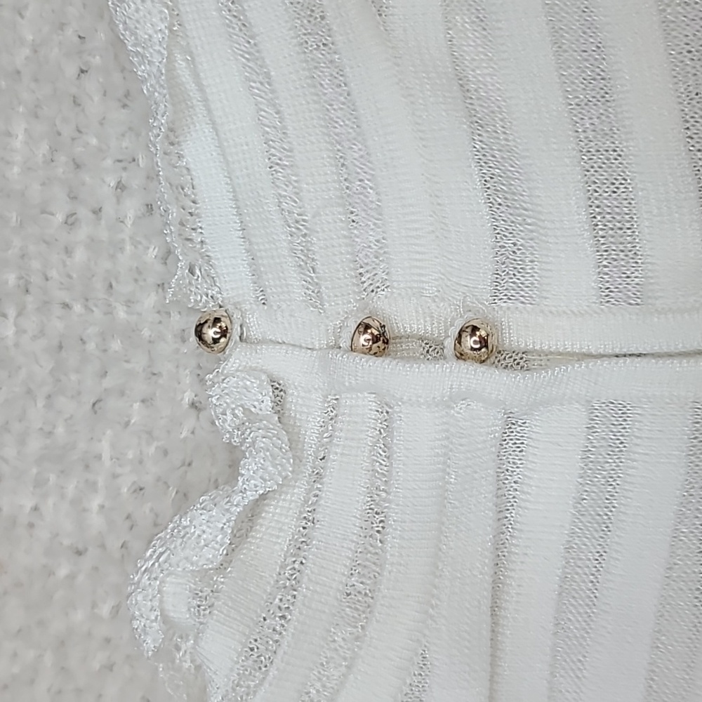 Cinq a Sept Antonia High Neck Long Sleeve Tiered Ruffle Lacey Blouse in White - Picture 13 of 17